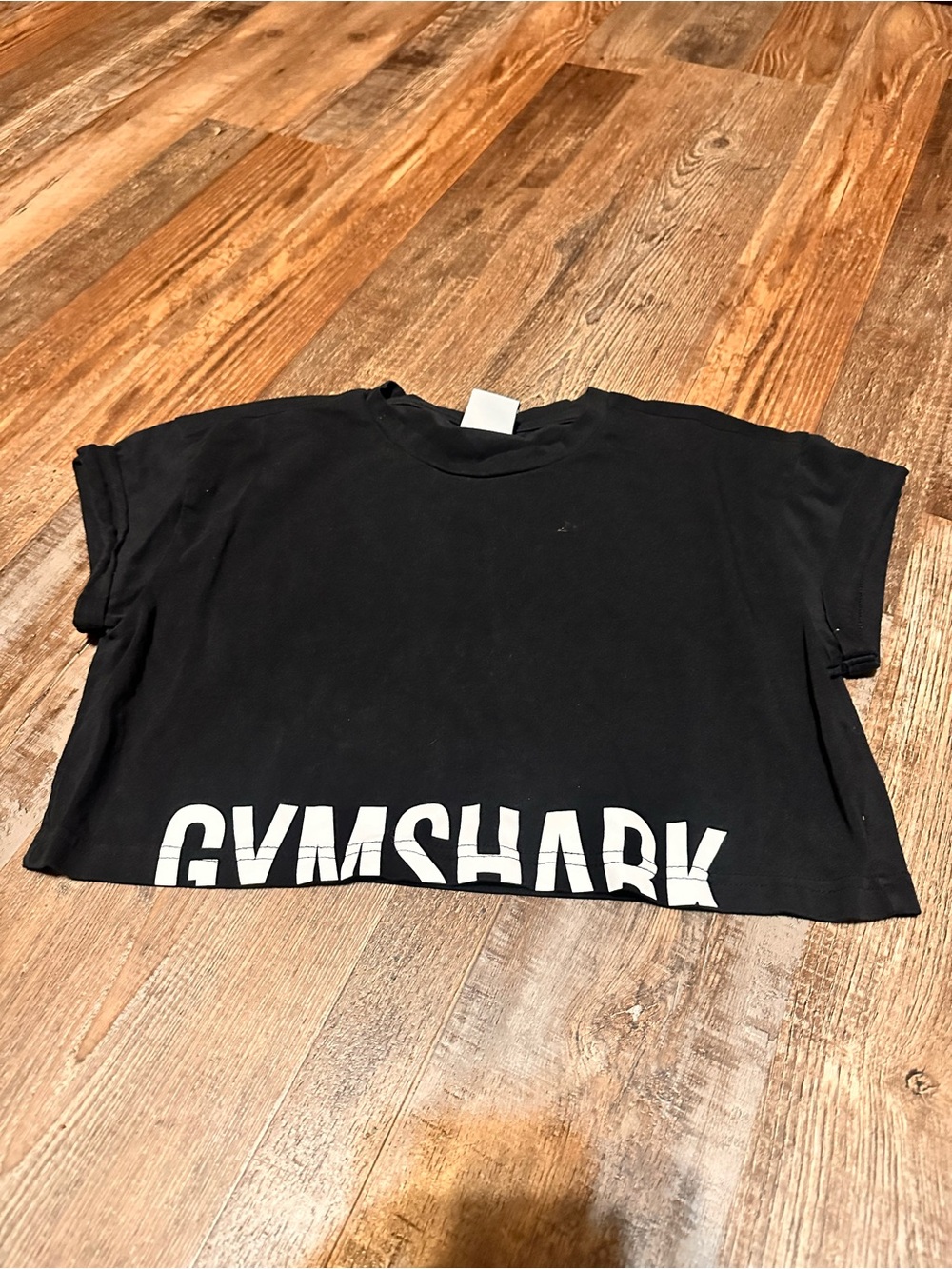 Gymshark Black Crop Top with White Logo